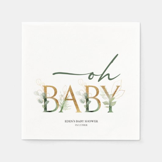 Modern groen en gouden Baby showers servetten (Voorkant)