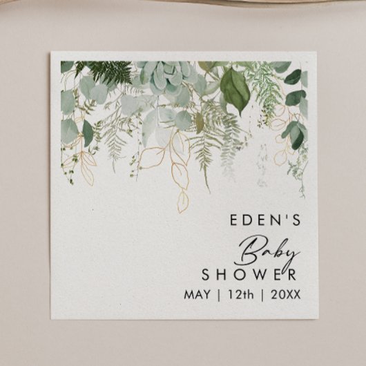 Modern groen en gouden Baby showers servetten