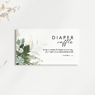 Modern groen en gouden luier Raffle Baby shower Informatiekaartje
