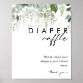 Modern groen en gouden luier Raffle Baby shower Poster (Voorkant)