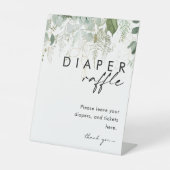 Modern groen en gouden luier Raffle Baby shower Reclamebord Met Voetstuk (Voorkant)