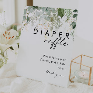 Modern groen en gouden luier Raffle Baby shower Reclamebord Met Voetstuk