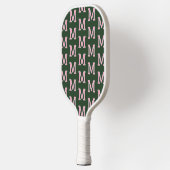 Modern groen en roze initiaal monogram patroon pickleball paddle (Links)