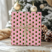 Modern groen en roze kerstinpakpapier cadeaupapier