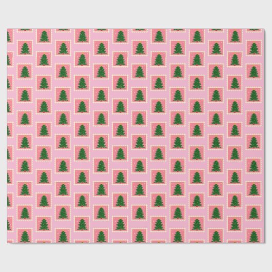 Modern groen en roze kerstinpakpapier cadeaupapier (Vlak)