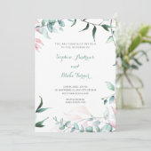 modern groen en roze tuinverlof kaart (Staand voorkant)