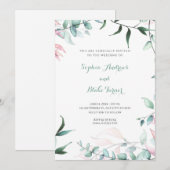 modern groen en roze tuinverlof kaart (Voorkant / Achterkant)