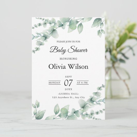 Modern groen en wit bloemmotief ontwerp kaart (Staand voorkant)