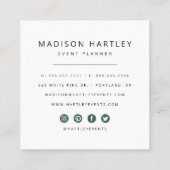 Modern groen en wit decoratief Lijst Vierkante Visitekaartje (Achterkant)