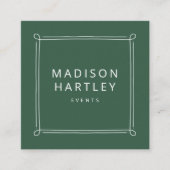 Modern groen en wit decoratief Lijst Vierkante Visitekaartje (Voorkant)