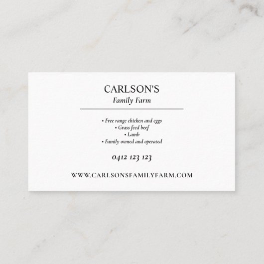 Modern groen en wit familie vee Boerderij Visitekaartje (Achterkant)