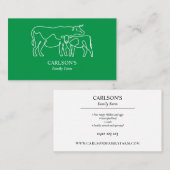 Modern groen en wit familie vee Boerderij Visitekaartje (Voorkant / Achterkant)