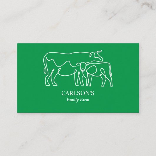 Modern groen en wit familie vee Boerderij Visitekaartje (Voorkant)