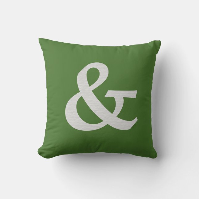 Modern groen en wit getextureerd ampersand-symbool kussen (Voorkant)