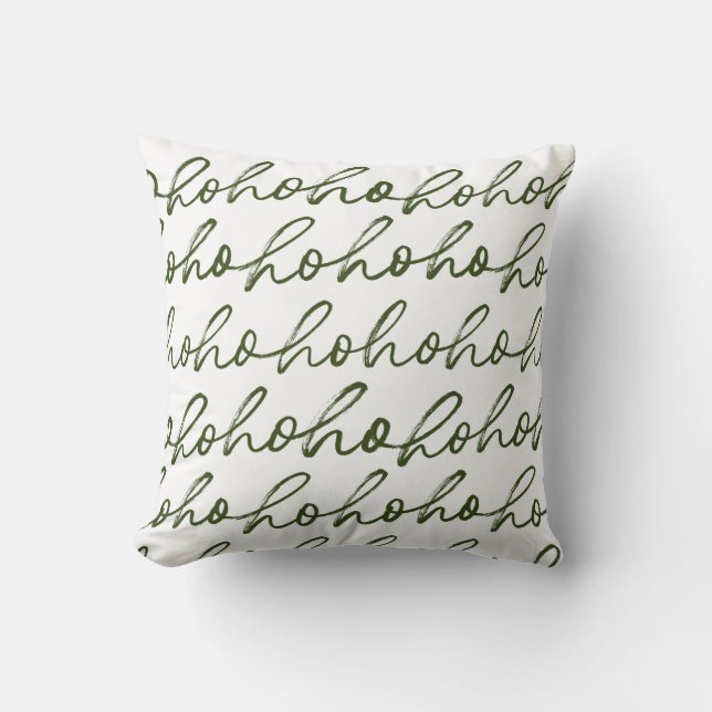 Modern groen en wit kerstscript patroon kussen (Voorkant)