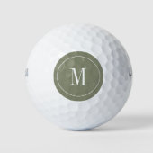 Modern groen en wit met monogram golfballen (Voorkant)