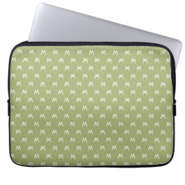 Modern groen en wit monogram laptop sleeve