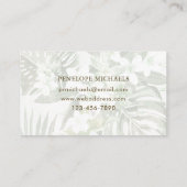 Modern groen en wit palmblad Visitekaartje (Achterkant)