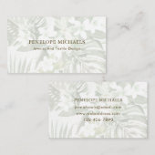 Modern groen en wit palmblad Visitekaartje (Voorkant / Achterkant)