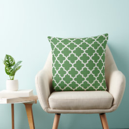 Modern groen en wit Quatrefoil patroon Kussen
