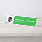 Modern Groen en Wit - Voeg Logo, Naam, Titel toe Bureau Naambordje (Voorkant)