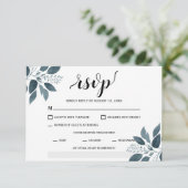 Modern groen Entree Maaltijd Keuze Bruiloft RSVP Kaartje (Staand voorkant)