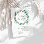 Modern groen eucalyptus botanische bruiloft save the date