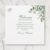 Modern groen eucalyptus bruiloft bedankjes labels (Voorkant)