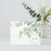 Modern groen eucalyptus bruiloft dank u bedankkaart (Staand voorkant)