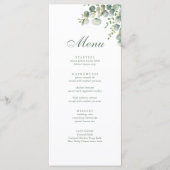 Modern groen eucalyptus bruiloft menu (Voorkant)