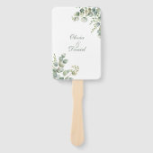 Modern groen eucalyptus bruiloft programma handwaaier (Voorkant)