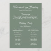 Modern groen eucalyptus bruiloft programma programmakaart (Achterkant)