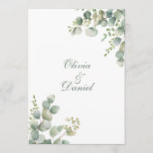 Modern groen eucalyptus bruiloft programma programmakaart (Voorkant)