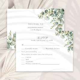 Modern groen eucalyptus bruiloft RSVP Kaart