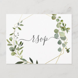 Modern groen eucalyptus bruiloft RSVP Uitnodiging Briefkaart