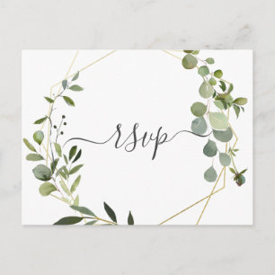 Modern groen eucalyptus bruiloft RSVP Uitnodiging Briefkaart