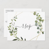 Modern groen eucalyptus bruiloft RSVP Uitnodiging Briefkaart (Voorkant / Achterkant)