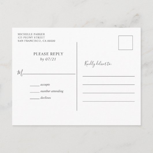 Modern groen eucalyptus bruiloft RSVP Uitnodiging Briefkaart (Achterkant)