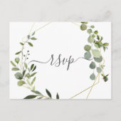 Modern groen eucalyptus bruiloft RSVP Uitnodiging Briefkaart (Voorkant)