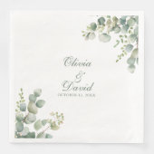 Modern groen eucalyptus bruiloft servet (Voorkant)