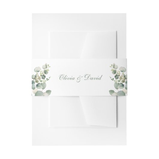 Modern groen eucalyptus bruiloft uitnodigingen wikkel (Voorkant Voorbeeld)