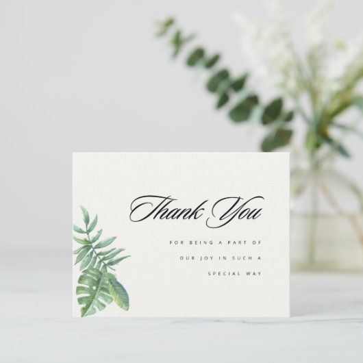 Modern groen Eucalyptus Dank u Briefkaart (Staand voorkant)