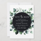 Modern groen Eucalyptus digitale bruiloft Save The Date (Voorkant)