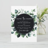 Modern groen Eucalyptus digitale bruiloft Save The Date (Staand voorkant)
