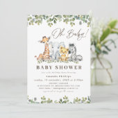 Modern groen Eucalyptus Foliage Safari Baby shower Kaart (Staand voorkant)