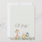 Modern groen Eucalyptus Foliage Safari Baby shower Kaart (Achterkant)