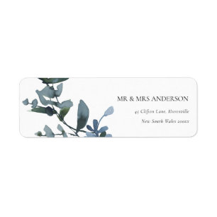 MODERN GROEN EUCALYPTUS FOLIAGE WATERVERF ADRES ETIKET