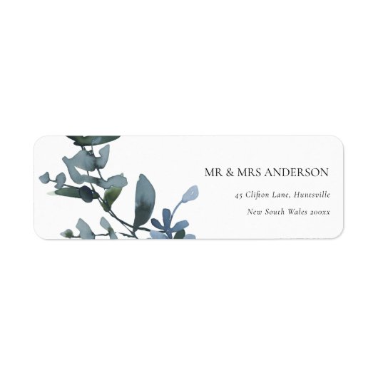 MODERN GROEN EUCALYPTUS FOLIAGE WATERVERF ADRES ETIKET (Voorkant)