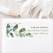 MODERN GROEN EUCALYPTUS FOLIAGE WATERVERF ADRES ETIKET (Insitu)