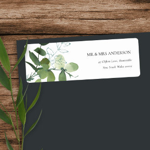 MODERN GROEN EUCALYPTUS FOLIAGE WATERVERF ADRES ETIKET